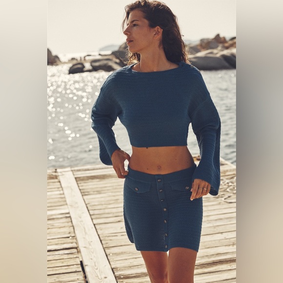 Zara Dresses & Skirts - NWT Zara Woman Knit Mini Skirt Blue Size L Large